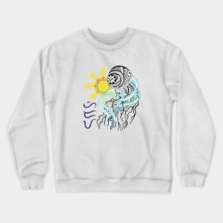 Tribal line Art Jellyfish / Baybayin word Hiraya (Imagination) Crewneck Sweatshirt